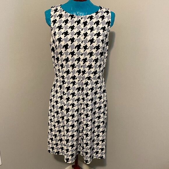 Donna Morgan Vintage Style Hounds Tooth Fitted Dress Size 12 - Picture 1 of 8